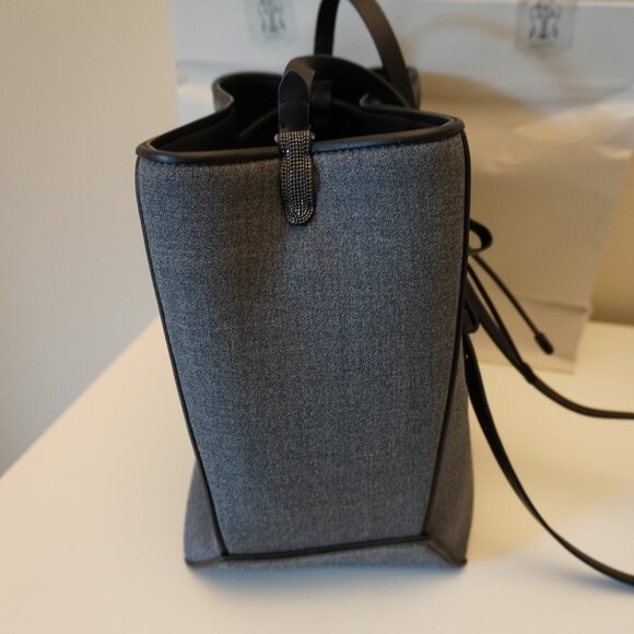 Brunello Cucinelli Duo Bucket Bag Gray Virgin Wool Monili New Tag $2,700 - Picture 6 of 15